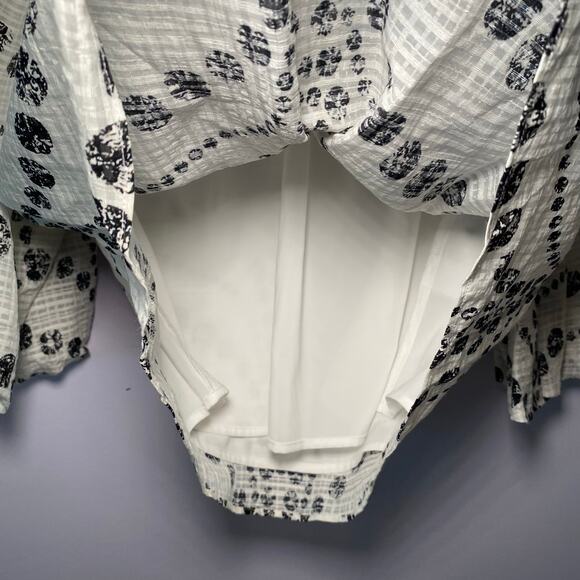 Marie Oliver Women's size XXS Harley White Black Linen Blend Puff Sleeve Blouse - Picture 8 of 11